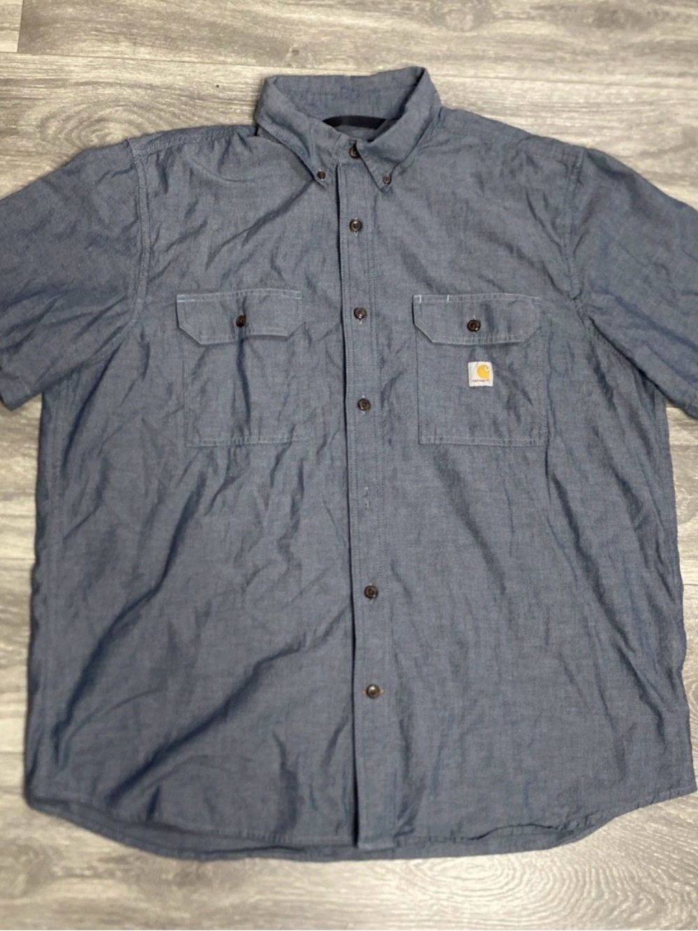 Carhartt Mens Loose Fit Short Sleeve Button Down Work Shirt XL Gray TW4369-M